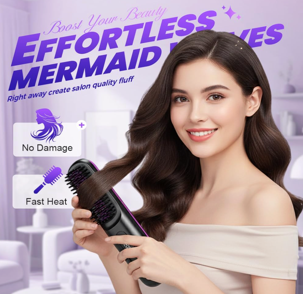Cordless Hair Straightener Comb - Portable Styling Comb
