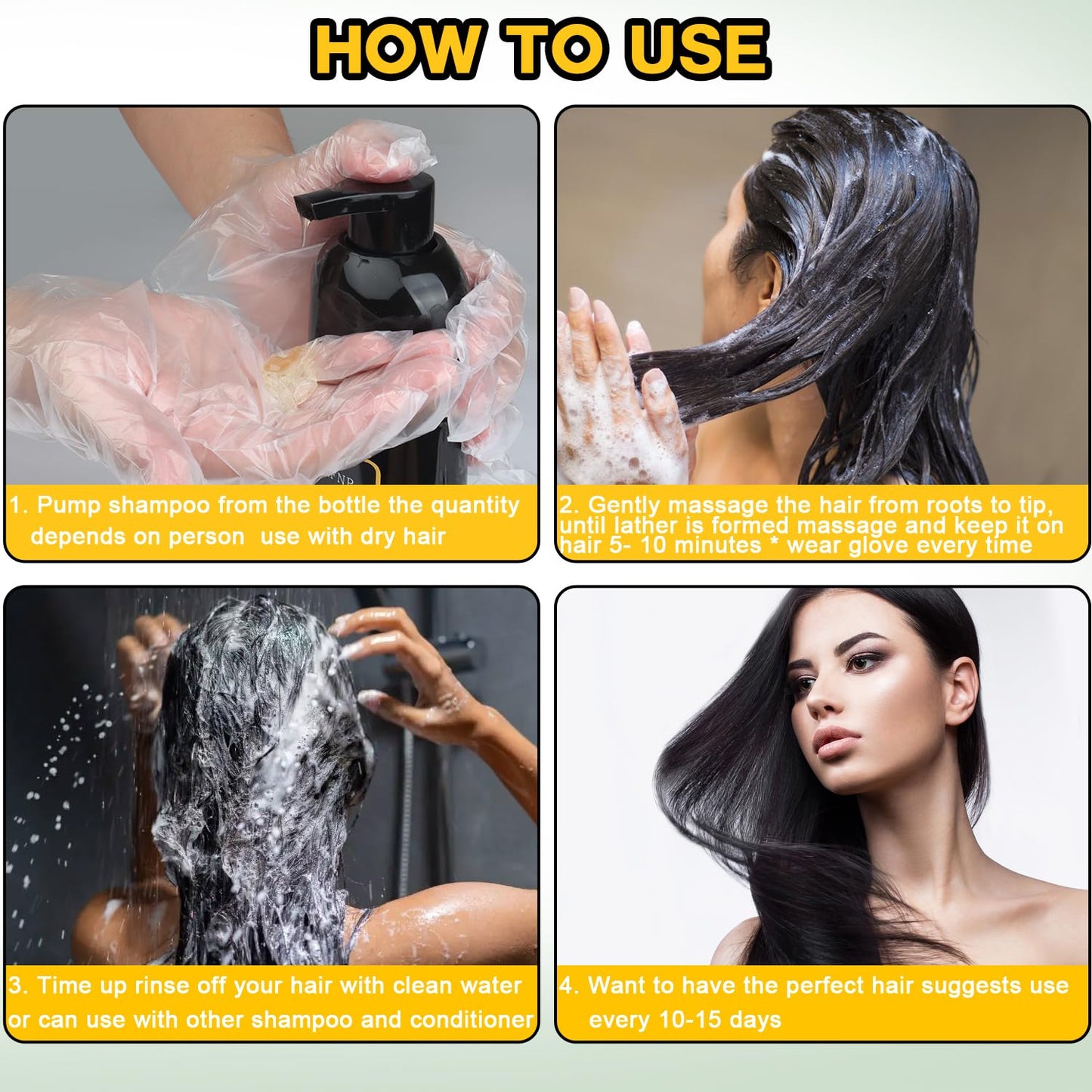 Black Hair Dye Shampoo 3 In 1 - 500 ML 3 In 1 Hair Dye Shampoo for Men and Women