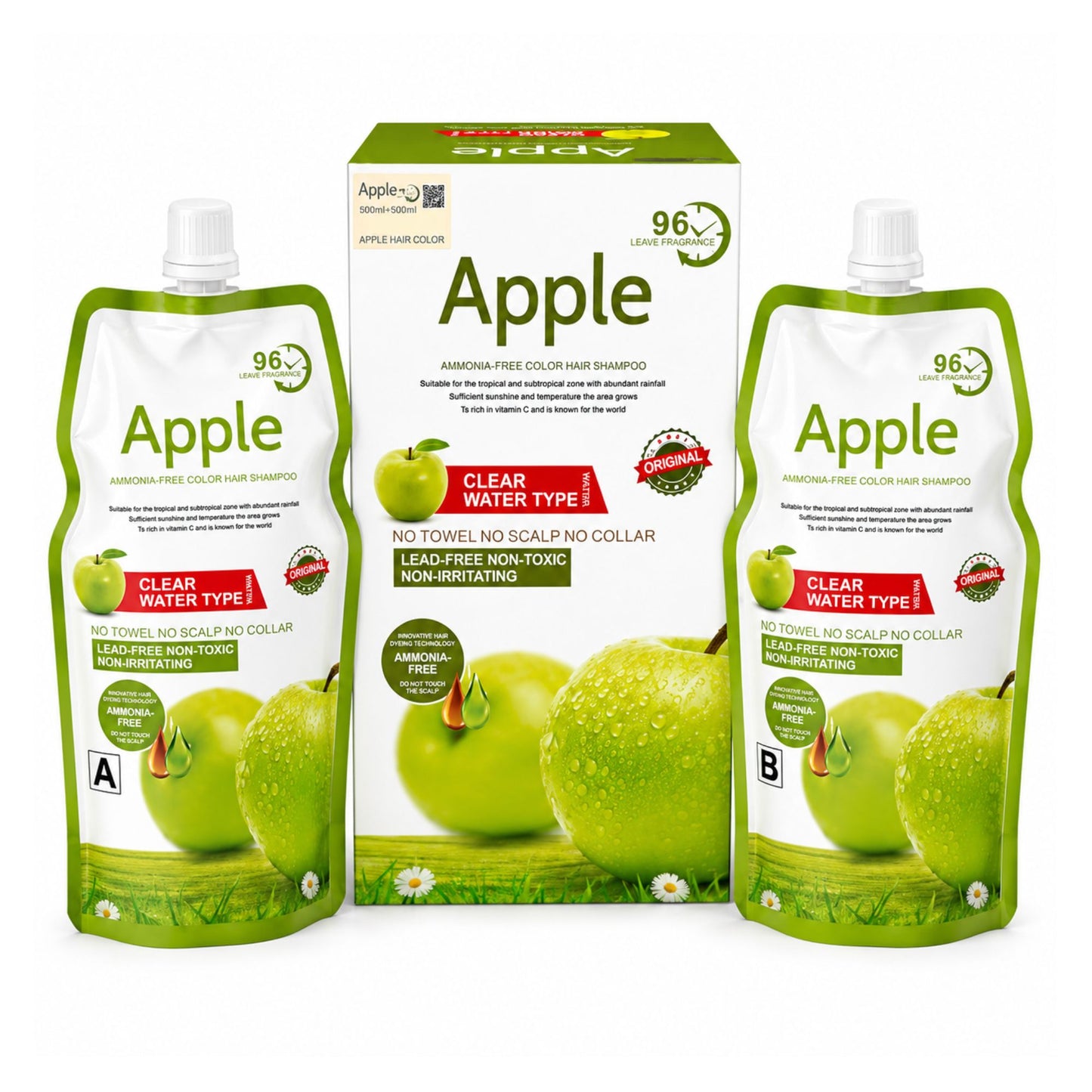Apple Hair Color 1000 ML- Apple Hair Dye Gel Black, 1000 ML (500 + 500 ML)