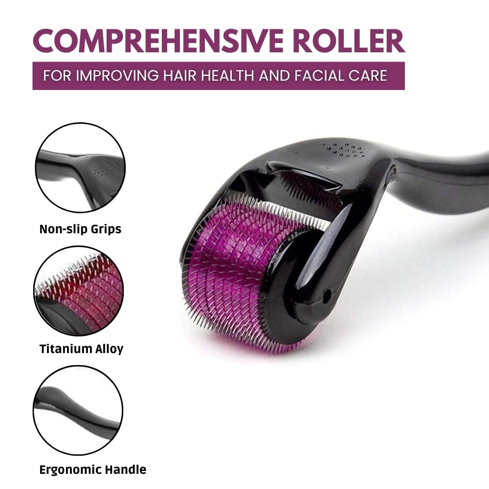Derma Roller 0.5mm for Hair & Beard Growth – 540 Titanium Micro Needles