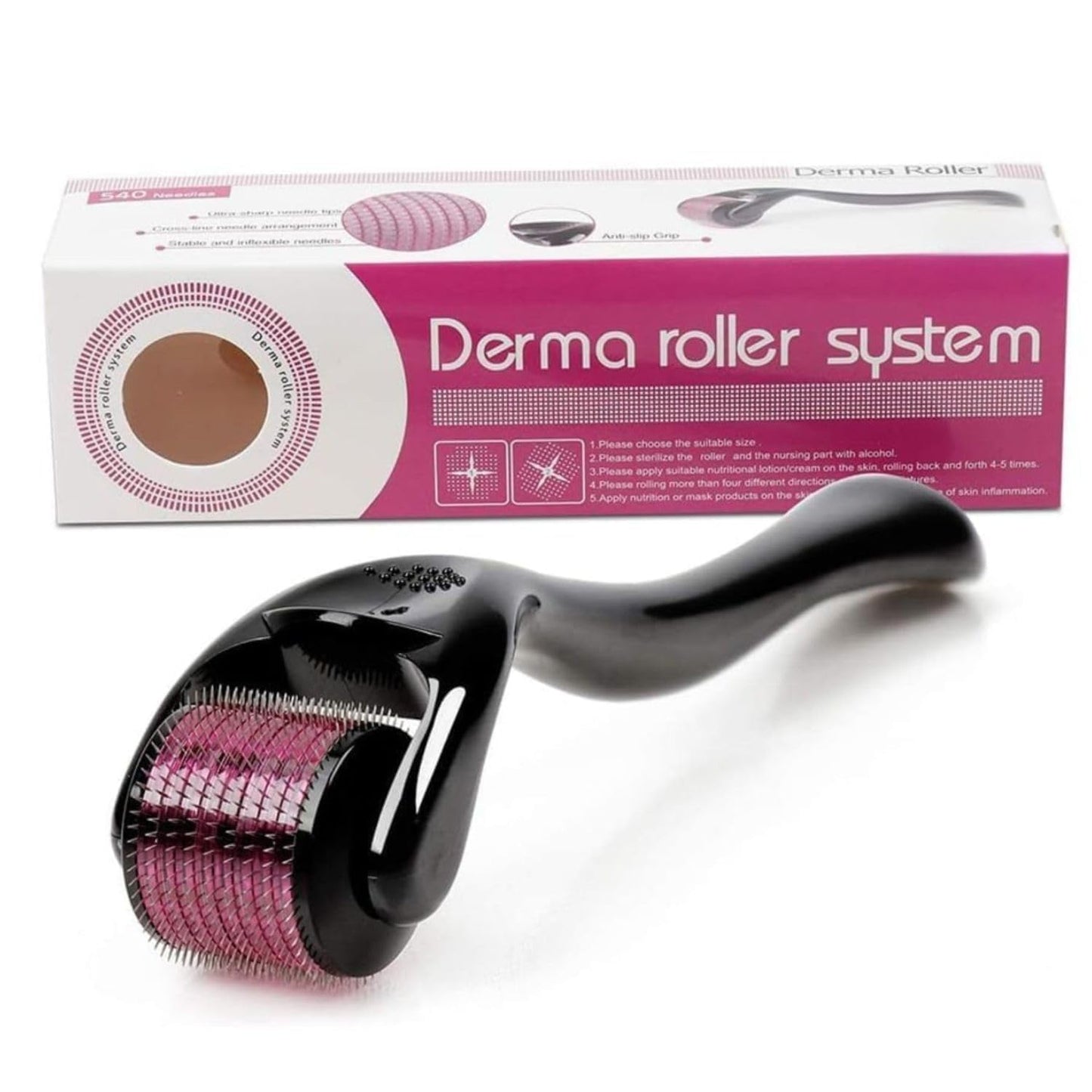 Derma Roller 0.5mm for Hair & Beard Growth – 540 Titanium Micro Needles