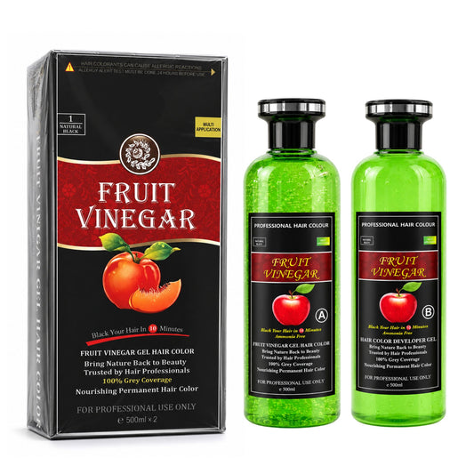 Fruit Vinegar Hair Dye 1000 ML- Fruit Vinegar Hair Colour Gel Black, 1000 ML (500 + 500 ML)