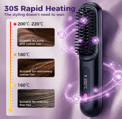 Cordless Hair Straightener Comb - Portable Styling Comb