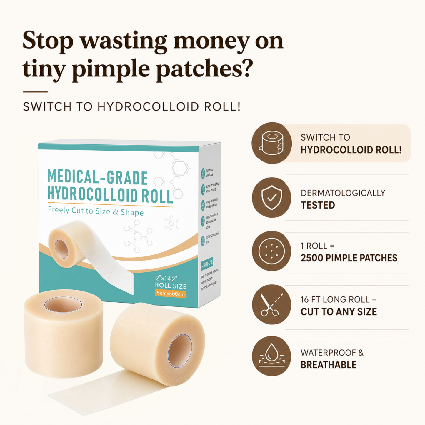Hydrocolloid Roll (5cm × 16 Feet)