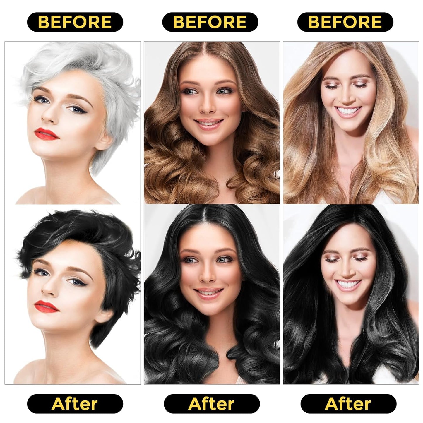 Black Hair Dye Shampoo 3 In 1 - 500 ML 3 In 1 Hair Dye Shampoo for Men and Women