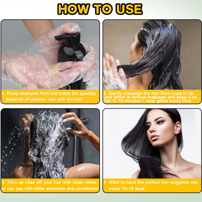 Black Hair Dye Shampoo 3 In 1 - 500 ML 3 In 1 Hair Dye Shampoo for Men and Women