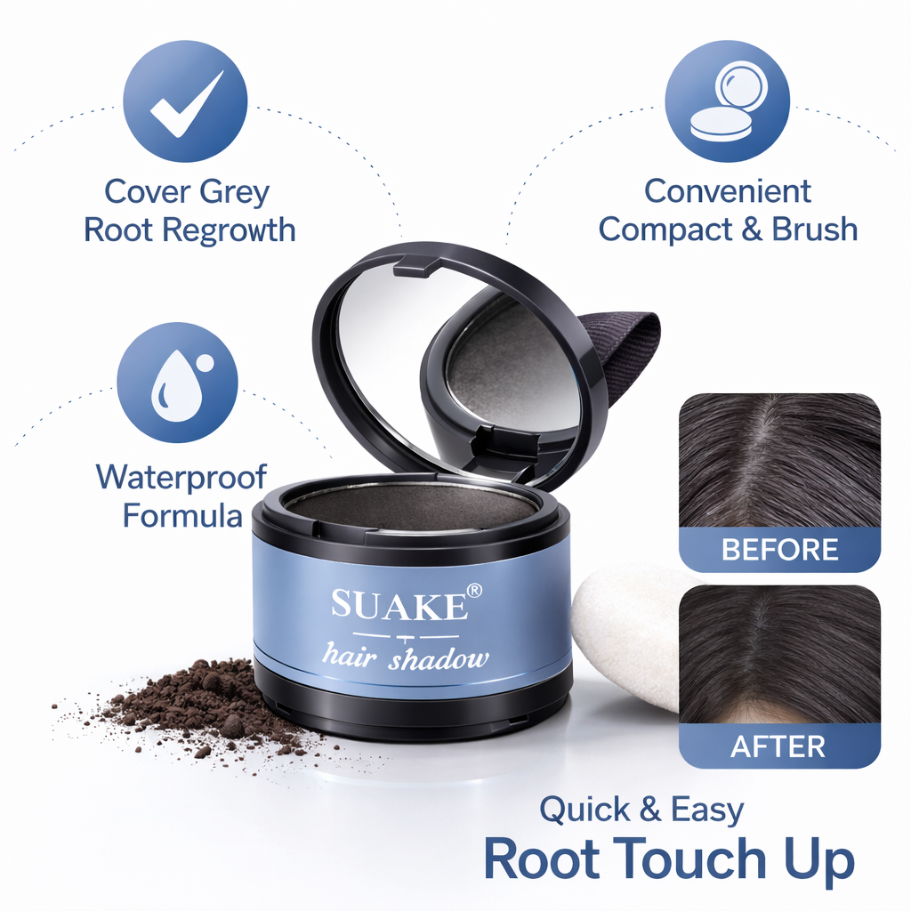 Root Touch Up Powder – Natural Black, Covers Up Greys & Bald Spots - 4 g